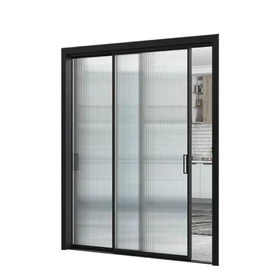 China Thermal Insulation European Style Frame Kitchen Glass Door Aluminium Sliding Doors Narrow Aluminum Alloy Sliding Door for sale