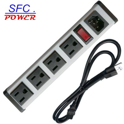 China IEC 60320 Inlet C14 Industrial PDU POWER STRIP, NEMA 5-15R 4 OUTLETS, VERTICAL RACK/SURFACE RACK, METAL ENCLOSURE, D.P. BREAKER, for sale