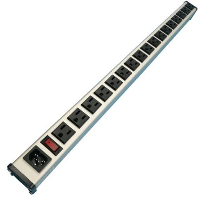 China IEC 60320 Industrial Inlet C14 POWER STRIP, NEMA 5-15R 17 US PLUG, VERTICAL RACK/SURFACE MOUNT, METAL ENCLOSURE, D.P. for sale