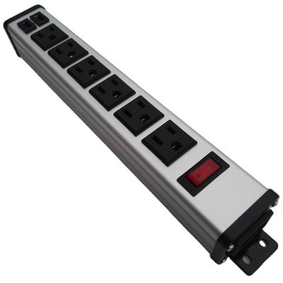 China IEC 320 C14 Input Charging, 6 Outlets Power Strip, Dual USB Port with Switch SFC306-622-USB for sale