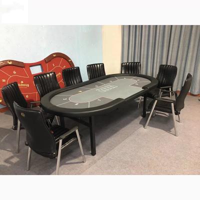 China Deluxe Texas Hold'em Oval Square Casino Poker Game Cards Tube Iron Foot Table 2.4*1.2*0.8m for sale