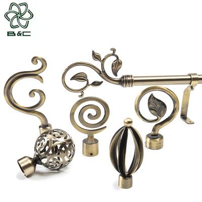 China Eco-friendly Top Selling 19mm Adjustable Curtain Pole Tube Rod Shower Curtain Rod Leaf Finials Curtain Rod Sets for sale