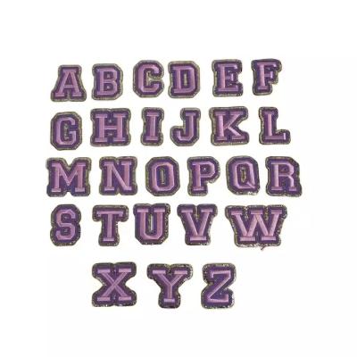 China Other Wholesale Glitter Self Adhesive Monogram Patch Letter Chenille Patches for sale