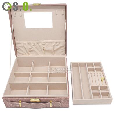 China Portable Jewelry Store Package Vintage PU Solid Color Jewelry Box Necklace Bracelet Jewelry Display Storage Cases for sale