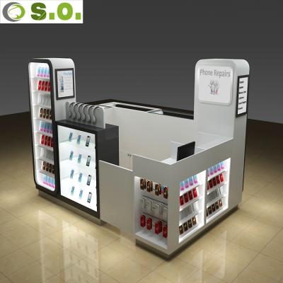 China Phone repair station S.O. factory price mall quality mobile phone repair station display kiosk for sale