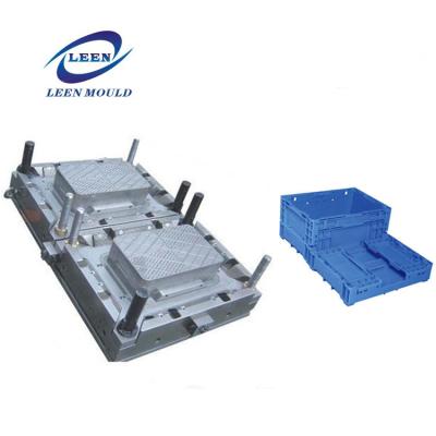 China Taizhou plastic plastic folding turnover box mould, foldable injection crate mold for sale