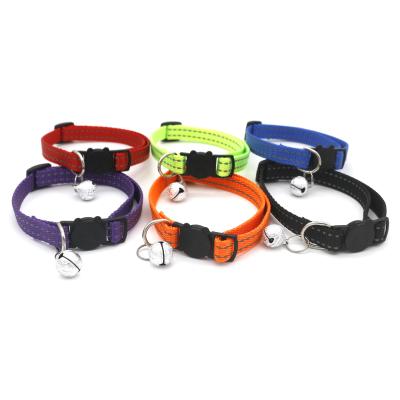 China Safety Reflective Reflective Head Buckle Bell Cat Pet Dog Metal Buckle Training Silk Collares for sale