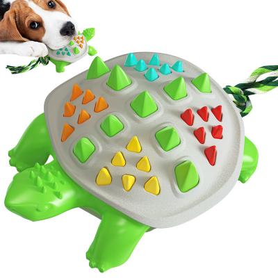 China Viable Shape High Quality Dog Turtle Teeth Baseball Dog Toothbrush Grinding Toy With Cotton Rope Perro Muerde Juguetes for sale