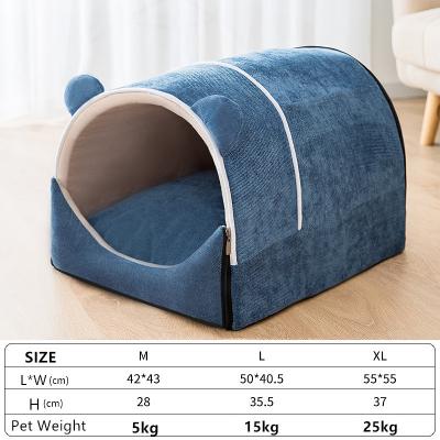 China Removable And Washable All Type House Type Dog Removable Winter Blanket Warm Kennel Closed Indoor Large Cat Sleep Beds Supplies Use For All Seasons for sale