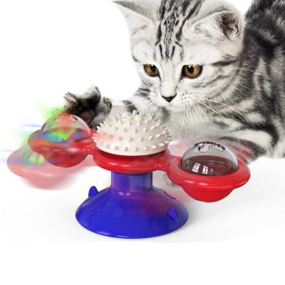 China Colorful Interactive Puzzle Stocked Cat Toys Kitten Fun Mental Physical Exercise Cat Toy Roller 2 Indoor Ball Turntable for sale