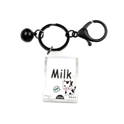 China Custom Acrylic Key Chain Cow Milk Drink Acrylic Key Chain Moving Milk Liquid Box Carton Personality Key Ring Key Chain for sale