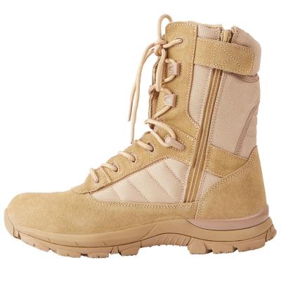 China High Quality Tan Color Military Boots Army Tactical Leather Boots Ankle Shoes for Men RISING ARMY With Side Zipper Mesh K208 for sale