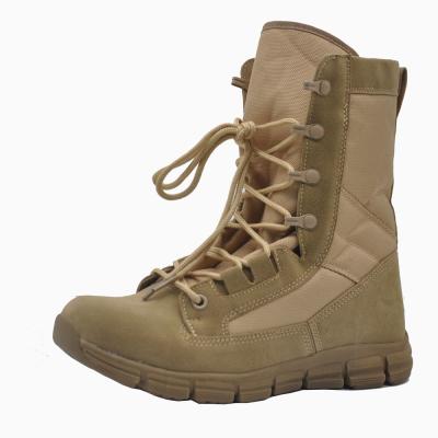 China 9 Inch Waist Anti-Slippery Army Shoes Beige Tactical Suede Leather Military Desert Boots With Side Zipper for sale