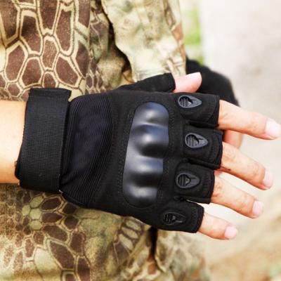 China Factory supply outdoor activities anti-cut finger leather military breathable anti-wear non-slip cheap direct half combat tactical gloves for sale