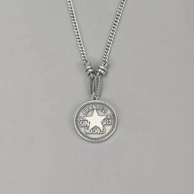 China Wholesale CLASSIC Jewelry Necklace 925 Sterling Silver Men's Coin Star Double Sided Gift Gold Plated Necklace for sale