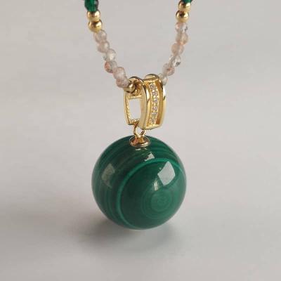 China CLASSIC Classic Silver Natural Malachite Crystal Chain Necklace Birthday Gift 925 Gemstone Jewelry Dangle Women Necklace Women for sale