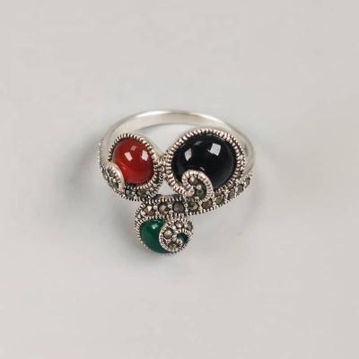 China 925 Sterling Silver Rings CLASSIC 18k Gold Plated High Quality Fashionable Jewelry Design Accessories Christmas Gift Color Agate Rings Silver for sale