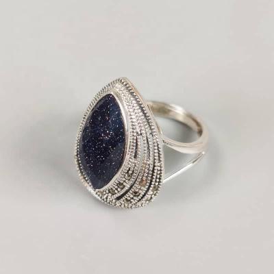 China CLASSIC Rings Wholesale 925 Sterling Silver Gold Plated Jewelry Women Fashion Christmas Gift Gemstone Purple Sand Stone Adjustable Rings for sale