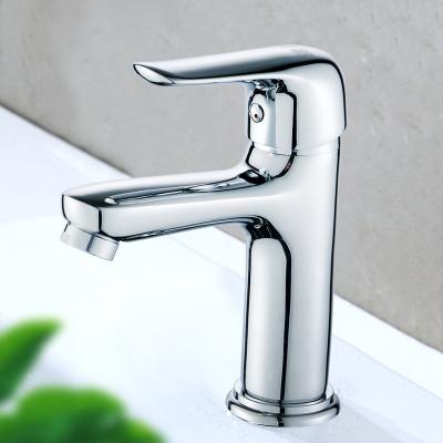 China Modern Design Mixer Basin Bathroom High Quality Brass Metered Hot And Cold Faucets Deck Mounted Basin Faucet for sale