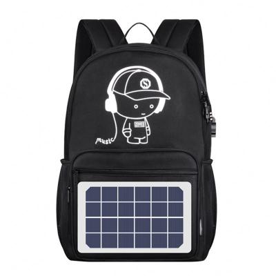 China Solar panel LD05BP laptop bag water resistant anti-theft luminous logo bookbag solar charging backpack with USB charger for sale