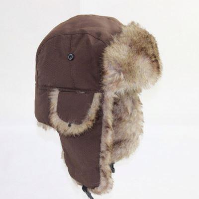 China Custom LD04 Winter Outdoor Warm Waterproof Thicken Snow Ski Earflap Aviator Trapper Hats Police Field Fur Russian Trooper Hat for sale