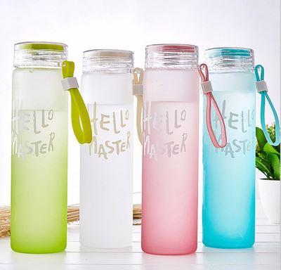 China LD15 400ml Good Morning Viable Master Frosted Custom Glass Water Bottle for sale