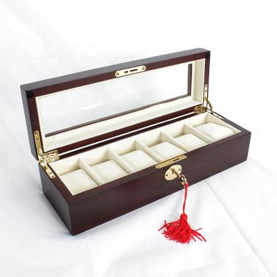 China High Quality Luxury Wooden 6 Watch Box OEM Watch Display and Storage Men's Gift Ebony Wooden Watch Collection Box for sale