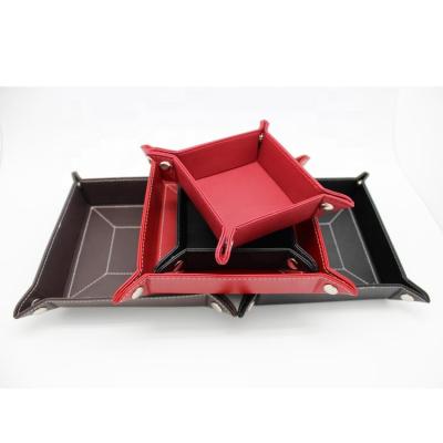 China Holder main trinket leather tray, small holder, foldable leather tray for sale