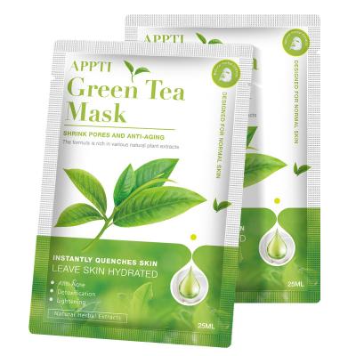 China Moisturizer Green Tea Facial Mask Moisturizing Whitening Skin Care Green Tea Leaf Mask for sale