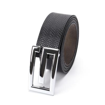 China Custom Fashion 2021 New Design Trendy Whip Genuine Leather Belt Mens Luxury Men's OEM Genuine Leather Belt With Metal Buckles for sale