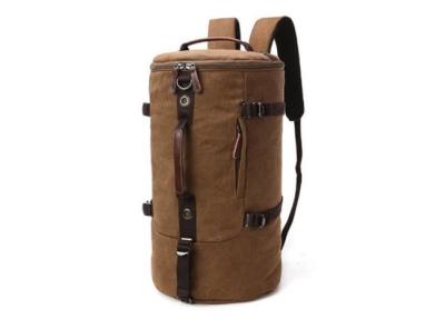 China Antiwear Vintage Hiking Backpack , Multi Scene Cylinder Canvas Daypack for sale