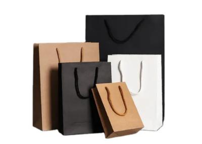 Cina Luxury Custom Printed Your Own Logo White Brown Craft Shopping Paper Bag With Handles in vendita