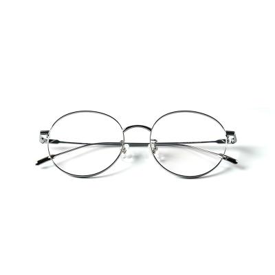 China For Glass Rim Customized Round Shape Titanium Full Glass Frame Glasses for sale