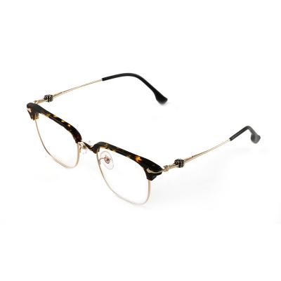 China QICHENG Popular Eyeglasses Gold Frame Glass Optical Men Fashion Titanium Acetate Monocle Frames for sale