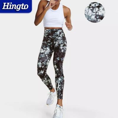 China High Waist Tie Dye Women Fitness Breathable Yoga Gaiters Sports Leggings With Pocket for sale