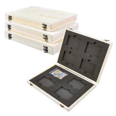 China Wholesale Trading Card Storage Box Tcg Basketball Baseball Wooden Case Hinged Sports Card Storage Box for sale