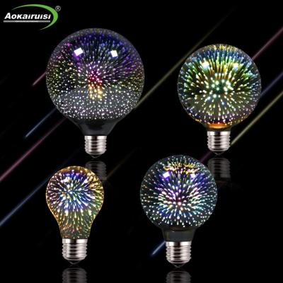 China Hotel decorative 4W color led illusion lamp bulb E27 ST64 A60 G95 3D led firework bulb zu verkaufen