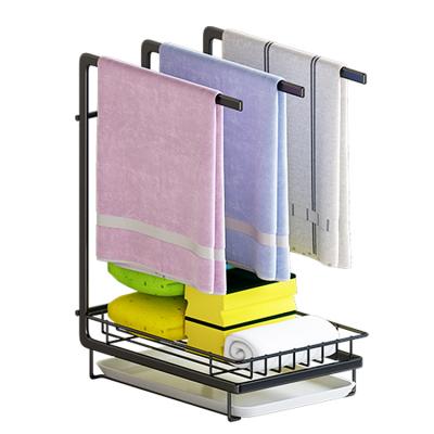 China Customized Multi-Layer Wall Mounted Wall Mounted Towel Rack Viable Kitchen Accessories Shelving Dish Cloth Towel Rack for sale