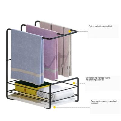 China Sustainable Stain Goods Towel Rack Kitchen Sponge And Dish Soap Rack With Dish Towel Drying Rack For Kitchen for sale