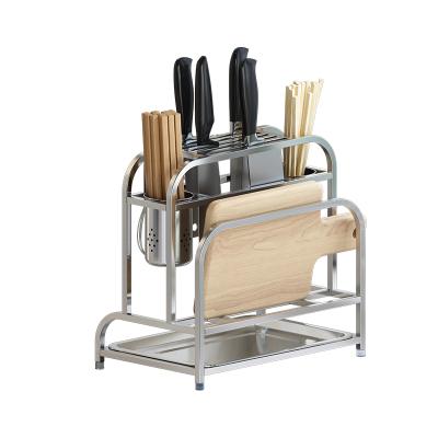 China Multifunctional Viable 304 Stainless Steel Kitchen Cutting Board Knife Holder Cutting Board Knife Rack MESA Storage Rack Knives Holders for sale