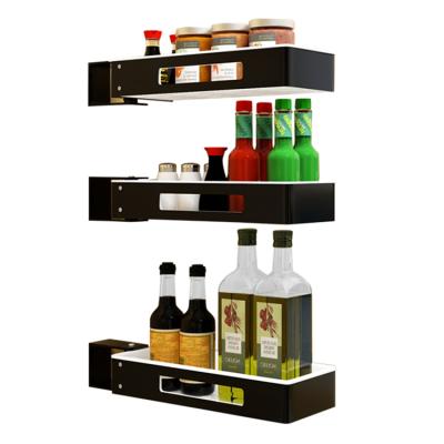 China Viable High Quality Aluminum Wall Mounted Kitchen Accessaries Multifunctional Spice Rack for sale