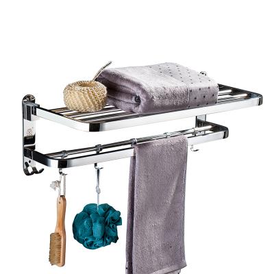 China Fashion hotel household bathroom siliver 304 stainless steel folded towel rack for sale