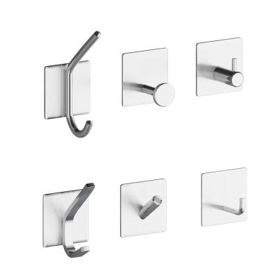 China 304 Modern Stainless Steel Self Adhesive Wall Coat Hat Hooks Rustproof Various Features For Living Room Bathroom for sale