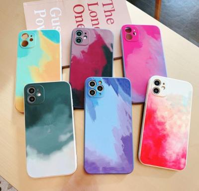 China Blossoming Shockproof Watercolor Oil Painting Phone Case For iPhone 12 mini 11 pro X XR XS 8 7 max plus Se protective back cover 2020 for sale