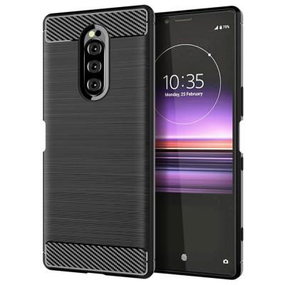 China Shockproof Soft Carbon Fiber TPU Shockproof Back Cover Mobile Phone Case For Sony Xperia 1 for sale