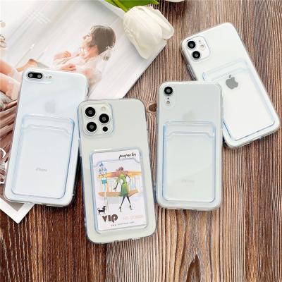 China TPU Airbag Shockproof Case For iPhone13 12 Pro Max Credit Card Slot Clear Shockproof Back Cover Cell Phone Case Cover For iPhone 11 pro for sale