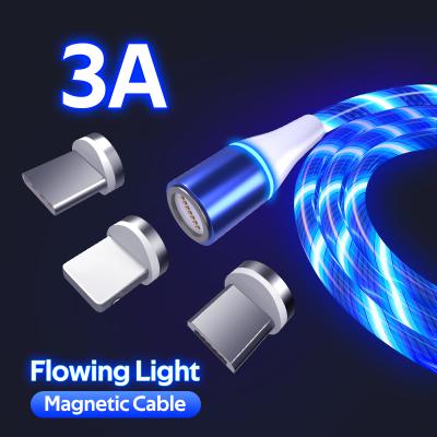 China 3H M MORNING Durable Magnetic Fast Charging Cable Glowing Luminous Lighting Data Cable USB Type C Phone Charger For iPhone Huawei Cord for sale