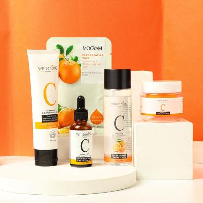 China Private Label Natural Vitamin C Face Care Set Anti-acne Serum Organic Oil Whitening Cream Facial Kit For Women for sale