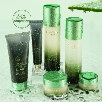 China 6pcs Face Skin Care Set Pure Aloe Vera Repair Facial Oil Control Aloe Vera Repair Kit Moisturizing Private Label Skin Care Set 99.9% for sale