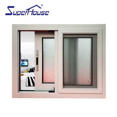 China Sliding Australia Standard White Color Powder Coating Aluminum Sliding Windows With Mosquito Net for sale